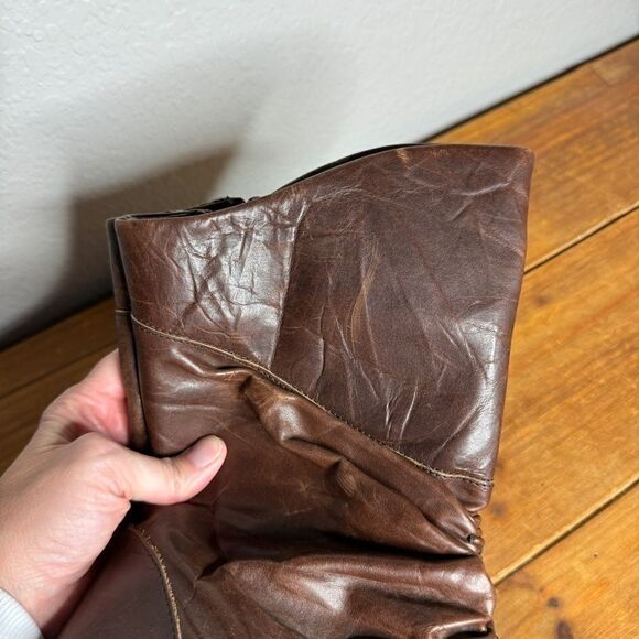 Josef Seibel brown leather ruched gathered mid calf heel boots size 39 - Picture 4 of 13